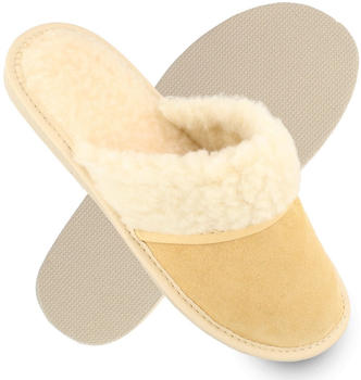 filsko Hausschuhe Leder beige Schafwolle Pantolette filsko