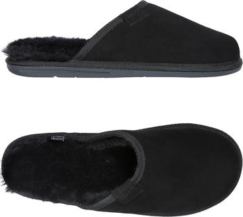 VANUBA SOAY Herren Hausschuh Echtleder Hüttenschuhe Winter-Hausschuhe Gefüttert schwarz