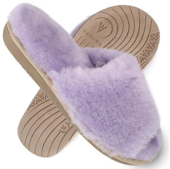 VANUBA Pantoffeln echtes Leder Lammfell Schafwolle gefüttert D010