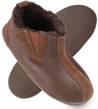 VANUBA COLUMBIA Damen Hausschuh Echtleder Hüttenschuhe Winter-Hausschuhe Gefüttert braun