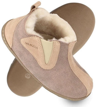 VANUBA COLUMBIA Damen Hausschuh Echtleder Hüttenschuhe Winter-Hausschuhe Gefüttert beige weiß