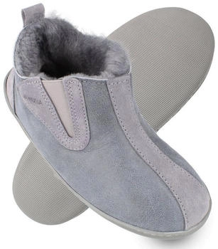 VANUBA COLUMBIA Damen Hausschuh Echtleder H&uuml;ttenschuhe Winter-Hausschuhe Gef&uuml;ttert grau