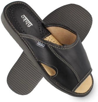 filsko Leder Hausschuhe offen schwarz braun bis Pantolette filsko Bleik