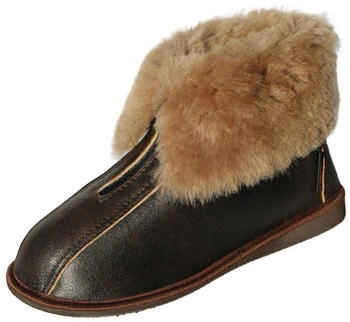 Hollert Hausschuh Alaska dunkelbraun Echtleder Merino Schaffell