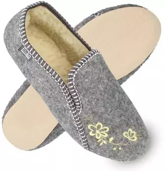 filsko Rosendaal Damen Ballerina Hausschuh Stickereien Gummisohle
