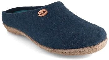 WoolFit Filzpantoffeln Classic Ledersohle blau