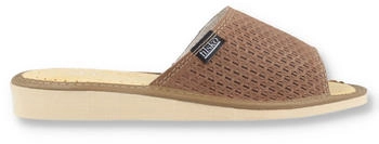 filsko Damen Pantoletten HausSchuhe Veloursleder braun 36-41