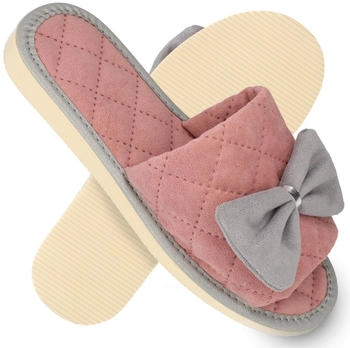 filsko Samt Hausschuh Schleife rosa Open-Toe Steppmuster Caudry