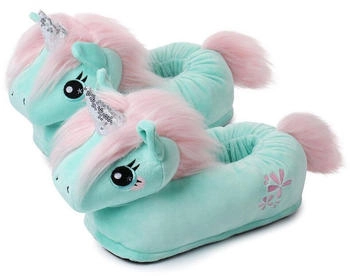 Corimori Süße Plüsch Hausschuhe Einhorn Jade Slipper Einheitsgröße 25-33 mint rosa silber