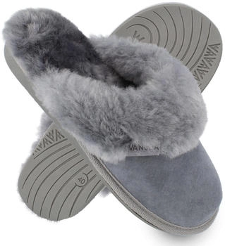 VANUBA CASHMERE I Damen Hausschuh Echtleder grau
