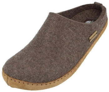 Haflinger Emils Toffel Filzpantoffel Hausschuh Ledersohle braunmeliert
