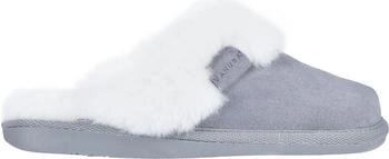 VANUBA Moderne Pantoffeln Echtleder Lammfell Natur Wolle D015 grau-weiß