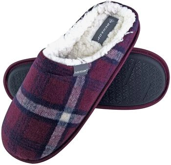 Dunlop Kariert Winter Fleece Plüsch Gefüttert Hausschuhe Innenfell