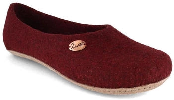 WoolFit Handgefilzte Ballerina Hausschuhe dark cherry