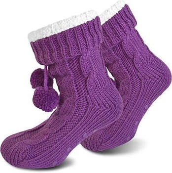Normani Winter Hausschuhe Bommeln und Plüsch lila