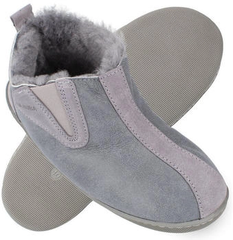 VANUBA COLUMBIA Herren Hausschuh Echtleder Hüttenschuhe Winter-Hausschuhe Gefüttert grau
