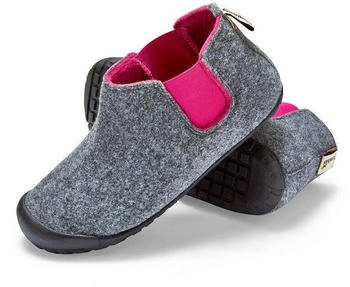 Gumbies Brumby Stiefel-Hausschuhe drinnen und draußen Filz elastische Seiten recycelte Gummi-Außensohlen charcoal red
