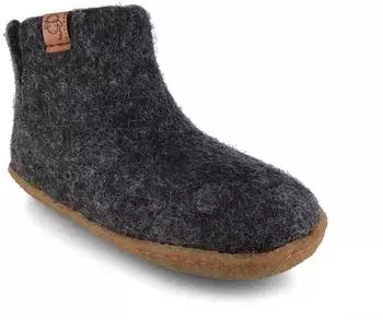 WoolFit Yeti Kinderhausschuhe Ledersohle graphit