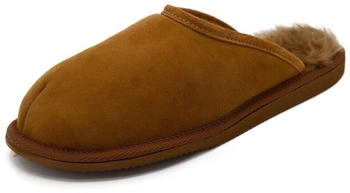 Hollert Lammfell Hausschuhe OLAF Lederschuhe cognac