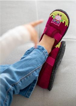 Beck Slipper 'Eule' hellgrün/rosa/dunkelpink