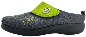Fly Flot Slipper PET Felt House Shoe with Dragonfly Embroidery and Button grün