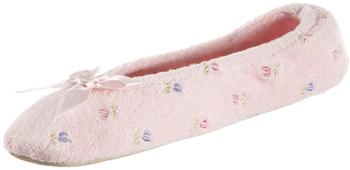 Isotoner Embroidered Terry Ballerina Slipper rosa weiche schleife