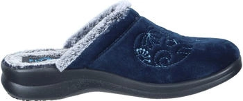 Fly Flot Slippers Velvet House Shoes Floral Embroidery Plush Insole (320251) blau