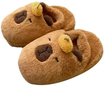 Corimori Capybara Plush Slippers hellbraun