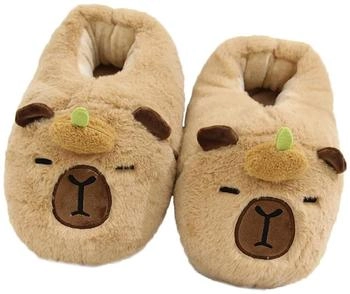 Corimori Capybara Plush Slippers Yuzu hellbraun