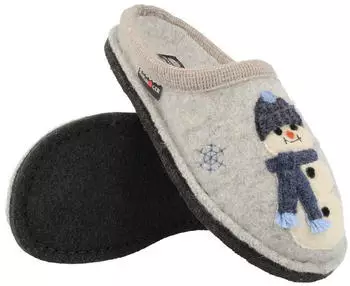 Haflinger Wool Slippers steingrau meliert