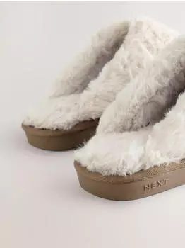 Next Fashion Slippers hellbraun/weiß