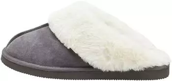 Next Fashion Suede Mule with Faux Fur Lining dunkelgrau/weiß