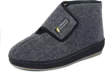 Schawos Felt Slipper 6060 warm lined wool velcro house boot dunkelgrau