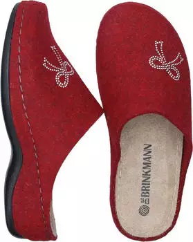 Dr. Brinkmann Women's House Shoe Wool Felt Slipper with Appliqu&eacute; and Felt Insole rot