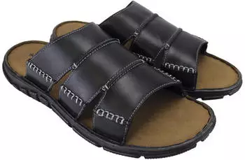 Dunlop Men's Leather Mule Slipper Sandals schwarz