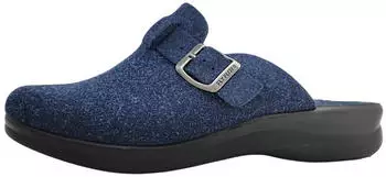 Fly Flot Women's House Shoe Felt Slipper with Strap and Buckle (320302) blau
