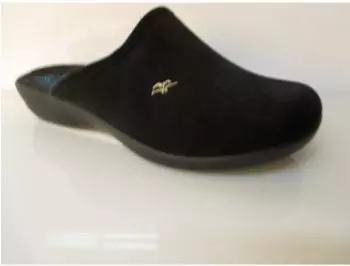 Fly Flot Women's Slipper Textile House Shoe Velvety Soft Feel and Wedge Heel schwarz