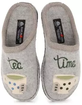 Haflinger Flair Tea Time Slippers stone grey melange