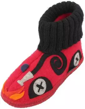 Haflinger Panda Slipper made of pure new wool brick red