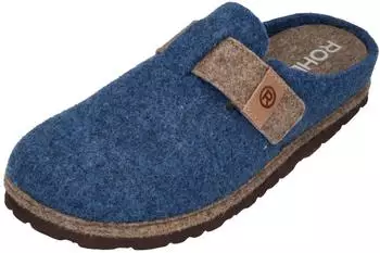 Rohde Meran Slipper House Shoe, Felt Clog, Slippers with Velcro Strap blau/kobalt