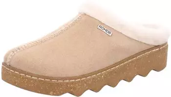Rohde Foggia-D Pantoffel Hausschuh, Clog mit herausnehmbarer Innensohle aus Lammwolle beige