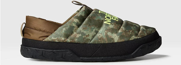 The North Face Nuptse mule military/olive stippled camo print/led yellow