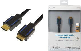 LogiLink CHB007 - HDMI A Stk. > HDMI A Stk., 4K@60 Hz, schw./blau, zert., 7,5 m