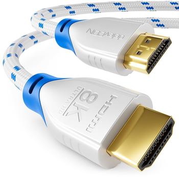deleyCON 8K HDMI 2.1 48G Nylon UHD-2 8K@60Hz 4K@120Hz Weiß 2m