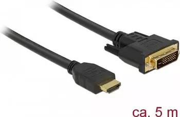 DeLock HDMI to DVI-D 24+1 Bidirectional Cable M/M 5 m Black