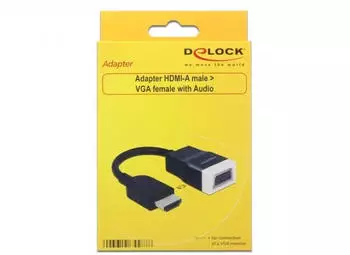 DeLock HDMI-A Male to VGA Female Adapter with Audio Black