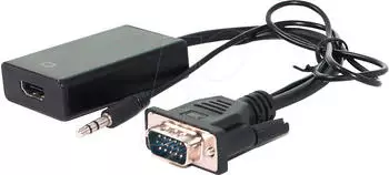 SECOMP HDMI Female to VGA Female + 3.5 mm Audio Adapter F/F 0.15 m Black