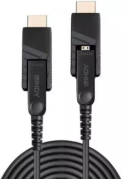 Lindy Micro HDMI 2.0 Hybrid Fiber Optic Cable with Detachable HDMI & DVI Connectors 2 m Black