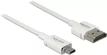 DeLock Micro HDMI to HDMI Cable with Ethernet (1 m) White