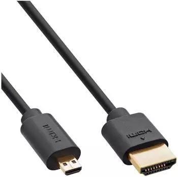InLine Slim Ultra High Speed HDMI-Kabel 8K4K, Typ A/D (Micro), 0,5m (17955D)